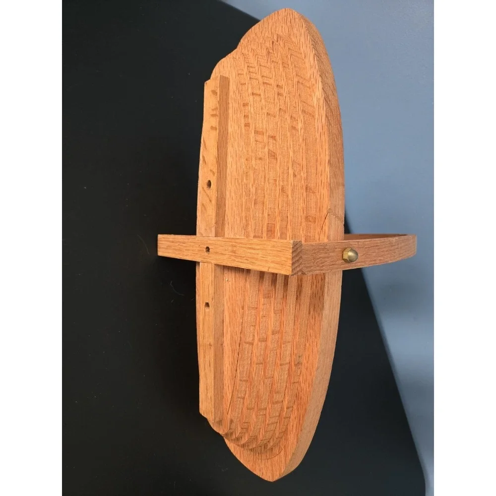 Vtg Handcrafted Wooden Folding Collapsible Spiral Oval Shaped‎ Fruit Basket Bowl